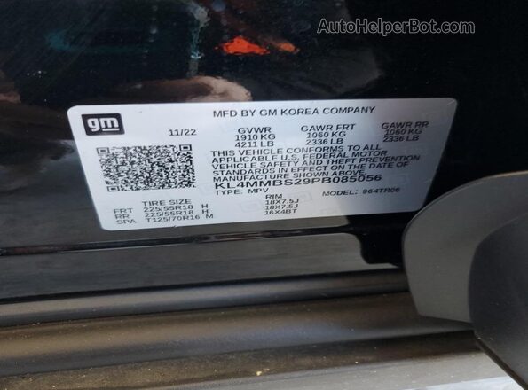 KL4MMBS29PB085056 2023 BUICK ENCORE Black VIN sticker view