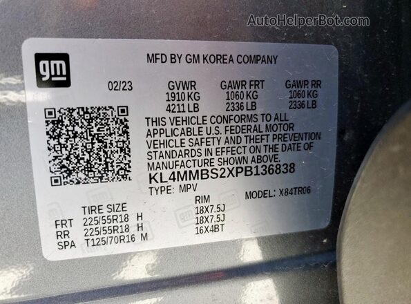 KL4MMBS2XPB136838 2023 BUICK ENCORE Gray Вид підкапотного простору