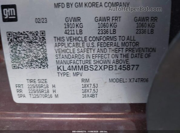 KL4MMBS2XPB145877 2023 BUICK ENCORE Темно-бордовый Вид подкапотного пространства