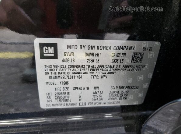 KL4MMESL7LB111464 2020 BUICK ENCORE Black Vista interior de 360 grados
