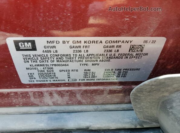 KL4MMESL7PB003464 2023 BUICK ENCORE Бордовый Панорамный вид салона 360°