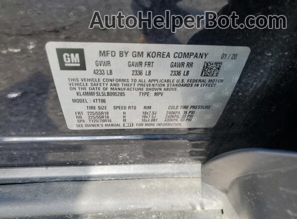 KL4MMFSL5LB095285 2020 BUICK ENCORE Blue Widok naklejki z numerem VIN