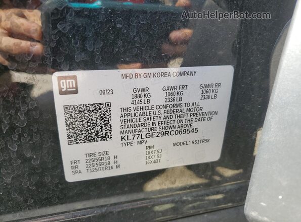 KL77LGE29RC069545 2024 CHEVROLET TRAX Black Вид наклейки з VIN-кодом