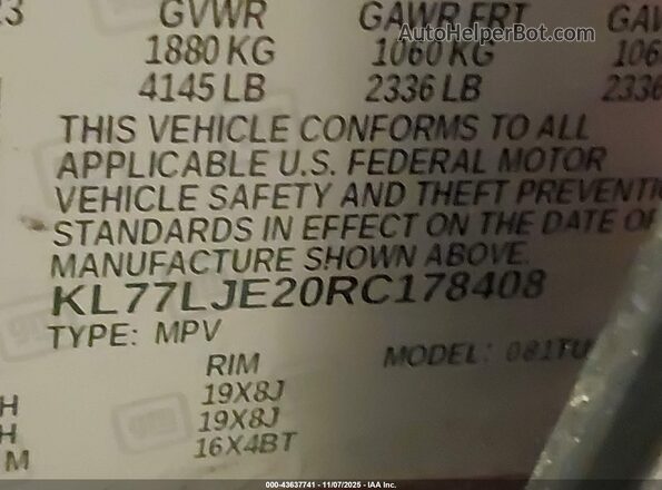 KL77LJE20RC178408 2024 CHEVROLET TRAX Red Widok komory silnika