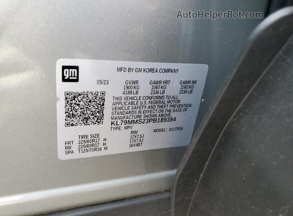 KL79MMS23PB189384 2023 CHEVROLET TRAILBLAZER Silver 