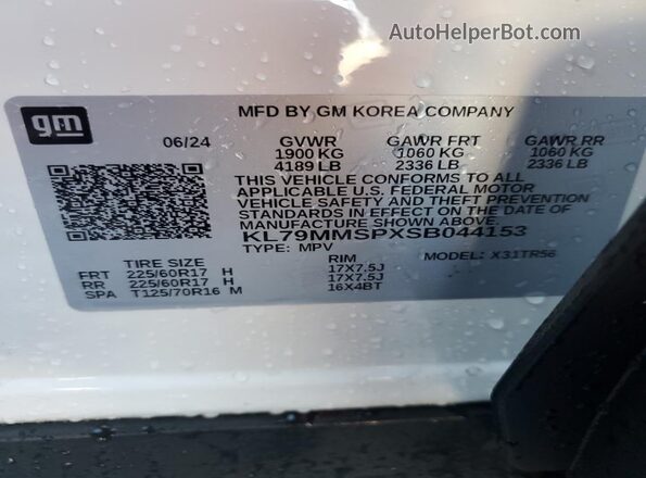 KL79MMSPXSB044153 2025 CHEVROLET TRAILBLAZER White 