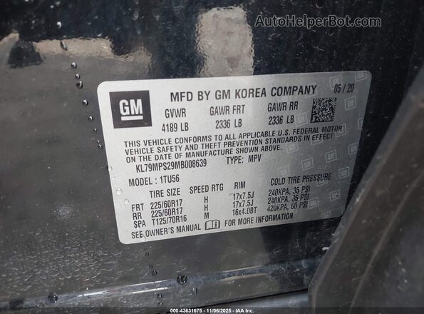 KL79MPS29MB008639 2021 CHEVROLET TRAILBLAZER Black 