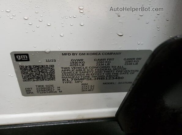 KL79MPSL3RB123480 2024 CHEVROLET TRAILBLAZER White 