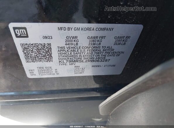 KL79MRSL2RB063297 2024 CHEVROLET TRAILBLAZER Black Vista del compartimento del motor