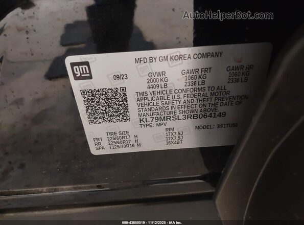 KL79MRSL3RB064149 2024 CHEVROLET TRAILBLAZER Black 