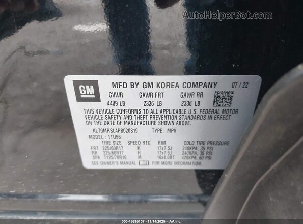 KL79MRSL4PB020819 2023 CHEVROLET TRAILBLAZER Black Вид підкапотного простору