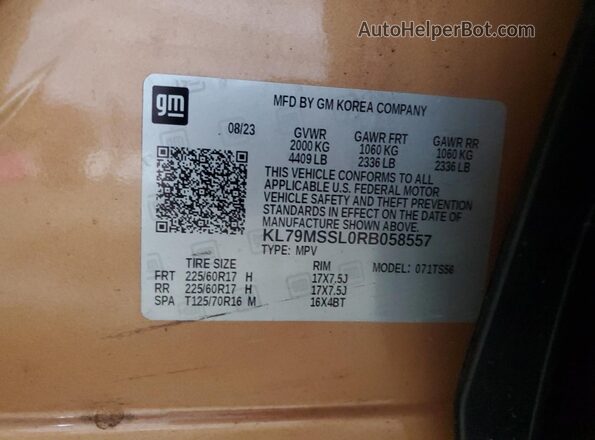 KL79MSSL0RB058557 2024 CHEVROLET TRAILBLAZER Gold 