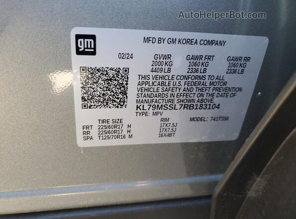 KL79MSSL7RB183104 2024 CHEVROLET TRAILBLAZER Silver 