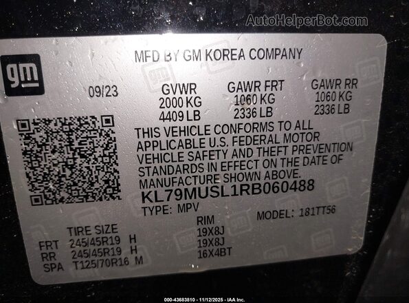 KL79MUSL1RB060488 2024 CHEVROLET TRAILBLAZER Black Widok komory silnika