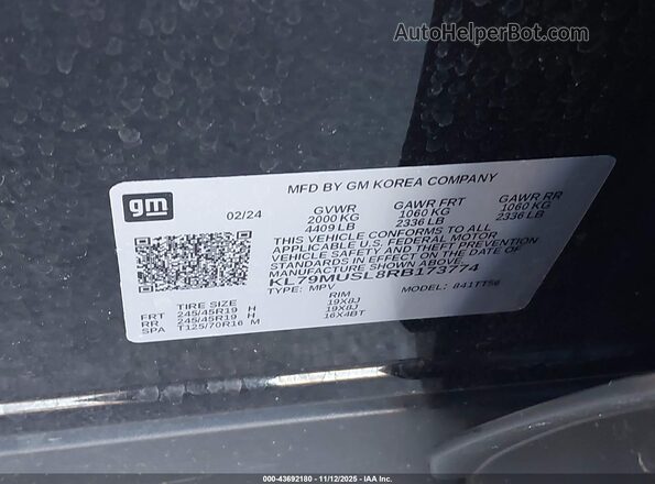 KL79MUSL8RB173774 2024 CHEVROLET TRAILBLAZER Черный Вид подкапотного пространства