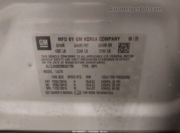 KL7CJNSB2MB301799 2021 CHEVROLET TRAX Gray Vista del compartimento del motor