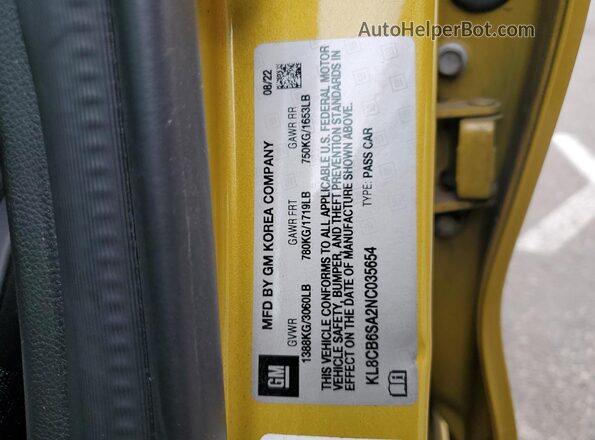 KL8CB6SA2NC035654 2022 CHEVROLET SPARK Green ძრავის განყოფილების ხედი