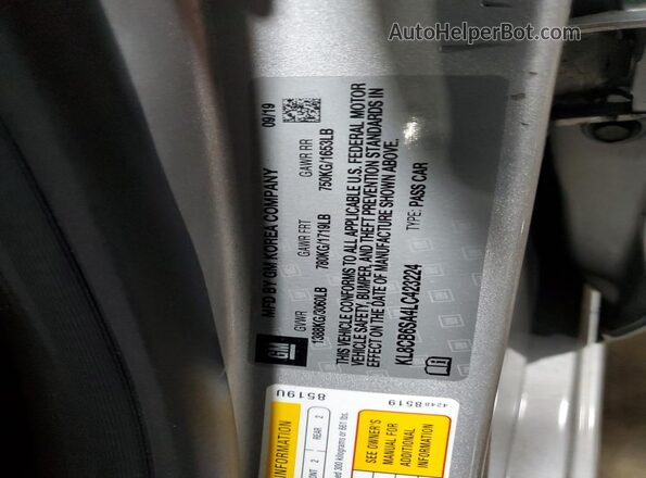 KL8CB6SA4LC423224 2020 CHEVROLET SPARK Silver Շարժիչի բաժամունքի տեսք
