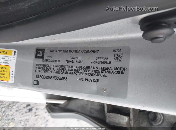 KL8CB6SA5NC035065 2022 CHEVROLET SPARK Серебряный Вид подкапотного пространства