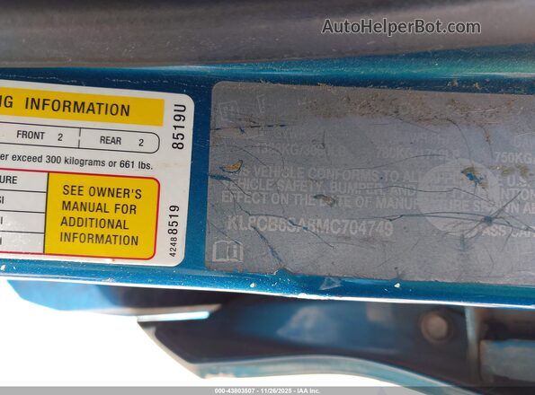 KL8CB6SA8MC704749 2021 CHEVROLET SPARK Blue Շարժիչի բաժամունքի տեսք