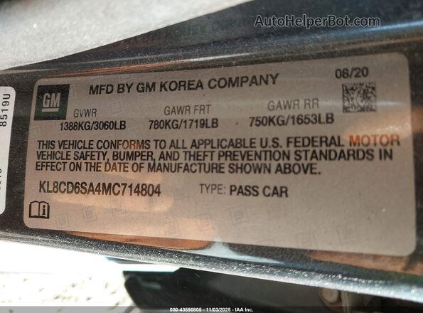 KL8CD6SA4MC714804 2021 CHEVROLET SPARK Gray Вид підкапотного простору