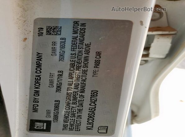 KL8CD6SA5LC427650 2020 CHEVROLET SPARK White ძრავის განყოფილების ხედი