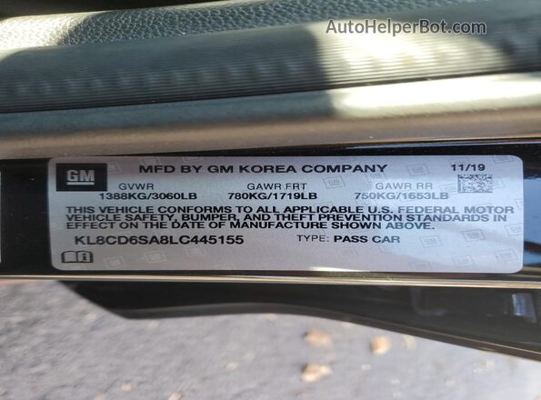 KL8CD6SA8LC445155 2020 CHEVROLET SPARK Black Vista del compartimento del motor