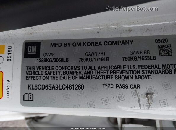 KL8CD6SA9LC481260 2020 CHEVROLET SPARK White Widok komory silnika