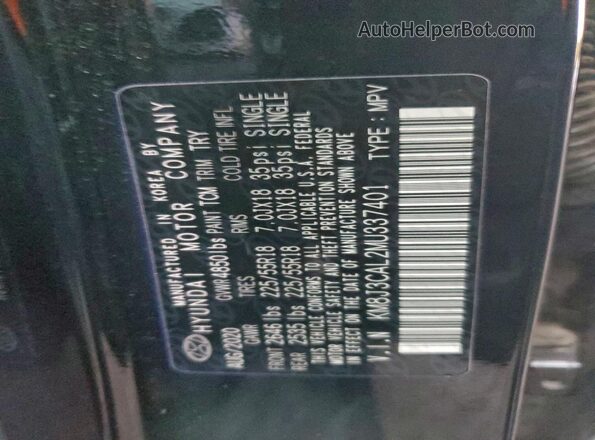 KM8J3CAL2MU337401 2021 HYUNDAI TUCSON Black VIN კოდის სტიკერის ხედი