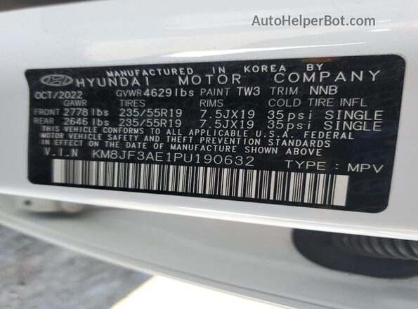 KM8JF3AE1PU190632 2023 HYUNDAI TUCSON White Vista del compartimento del motor