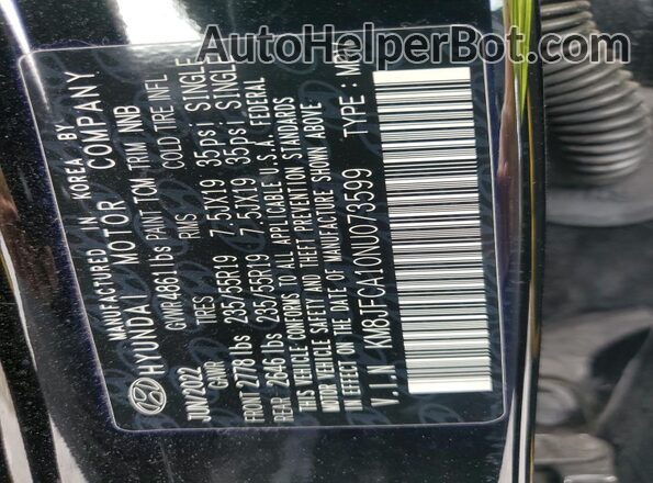KM8JFCA10NU073599 2022 HYUNDAI TUCSON Black Widok komory silnika
