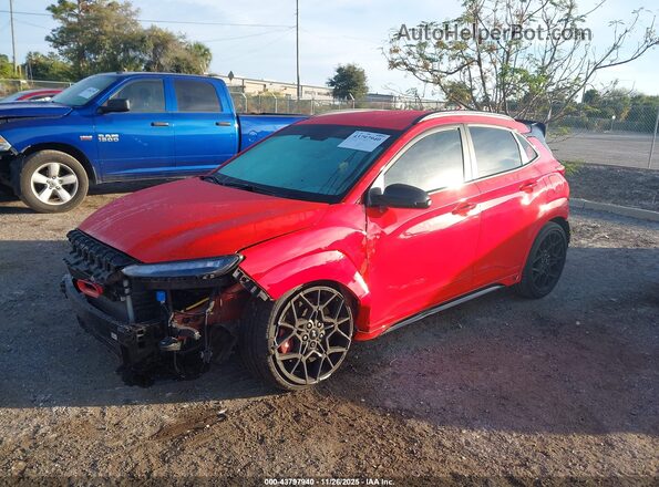 KM8KH3ACXPU008147 2023 HYUNDAI KONA N Orange წინა მარცხენა ხედი სამი მეოთხედიდან