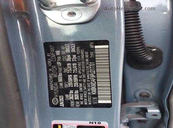 KM8KMDAF9PU217701 2023 HYUNDAI IONIQ Blue Vista interior de 360 grados