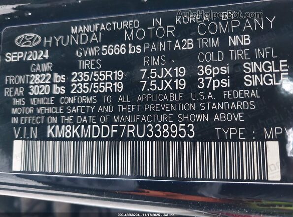 KM8KMDDF7RU338953 2024 HYUNDAI IONIQ 5 Black ძრავის განყოფილების ხედი
