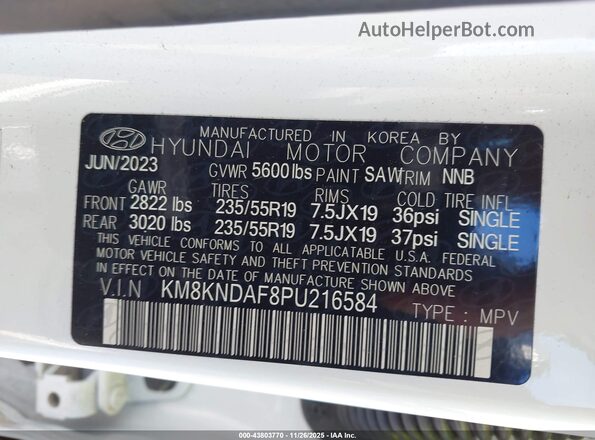 KM8KNDAF8PU216584 2023 HYUNDAI IONIQ 5 White ძრავის განყოფილების ხედი