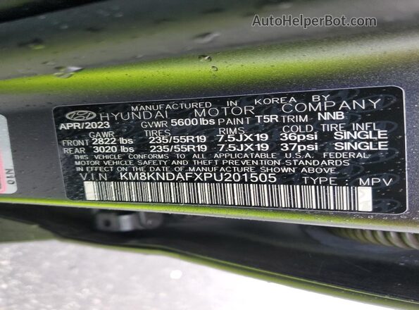 KM8KNDAFXPU201505 2023 HYUNDAI IONIQ Charcoal Widok naklejki z numerem VIN