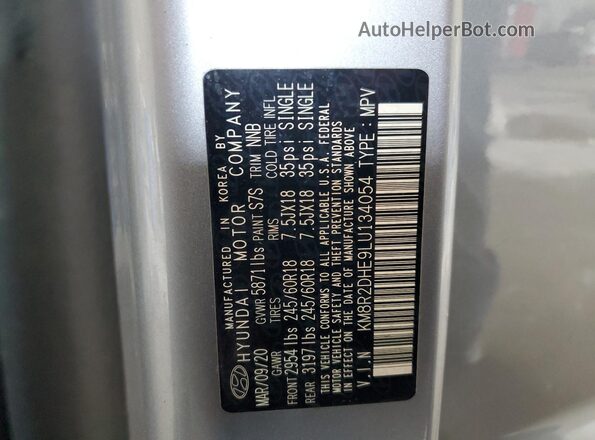 KM8R2DHE9LU134054 2020 HYUNDAI PALISADE Silver სალონის 360-გრადუსიანი ხედი