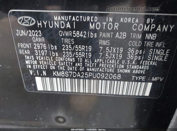 KM8S7DA25PU092068 2023 HYUNDAI SANTA FE PLUG-IN HYBRID Black Vista del compartimento del motor