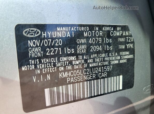 KMHC05LC2LU241597 2020 HYUNDAI IONIQ Silver Вид підкапотного простору