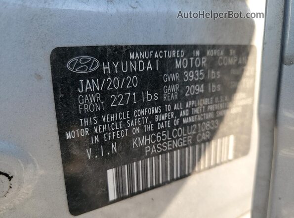 KMHC65LC0LU210833 2020 HYUNDAI IONIQ Silver Вид підкапотного простору