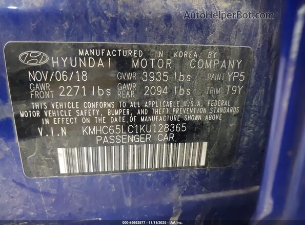KMHC65LC1KU128365 2019 HYUNDAI IONIQ HYBRID Blue Vista del compartimento del motor