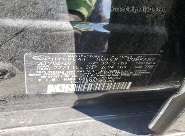 KMHC65LC7LU234062 2020 HYUNDAI IONIQ Black ძრავის განყოფილების ხედი