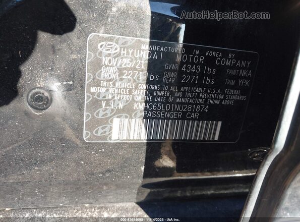 KMHC65LD1NU281874 2022 HYUNDAI IONIQ PLUG-IN HYBRID Black VIN կոդի պիտակի տեսք