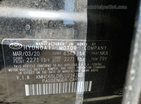 KMHC65LD8LU214203 2020 HYUNDAI IONIQ Black Շարժիչի բաժամունքի տեսք