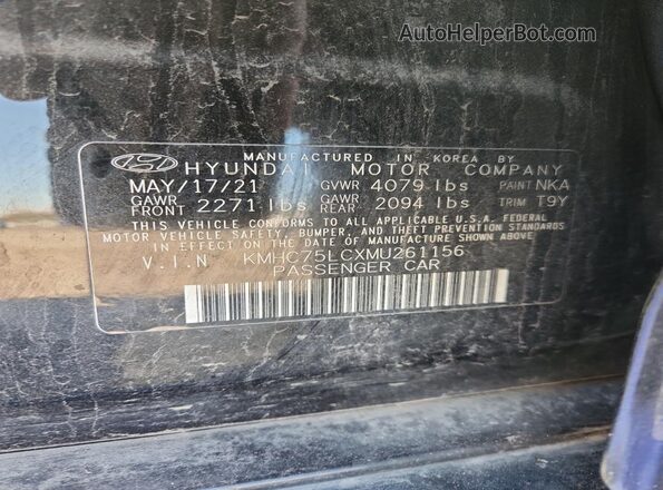 KMHC75LCXMU261156 2021 HYUNDAI IONIQ Black Շարժիչի բաժամունքի տեսք