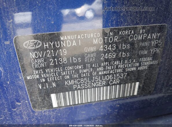 KMHC85LJ5LU061537 2020 HYUNDAI IONIQ ELECTRIC Blue Вид підкапотного простору