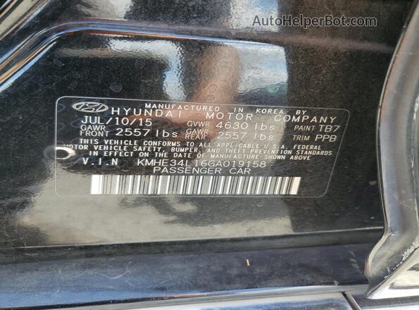 KMHE34L16GA019158 2016 HYUNDAI SONATA Черный Вид подкапотного пространства