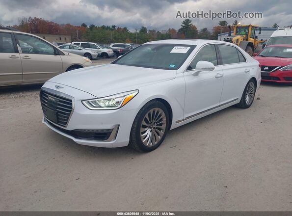 KMHG34JAXJU045182 2018 GENESIS G90 White Առջևի ձախ երեք քառորդ տեսարան