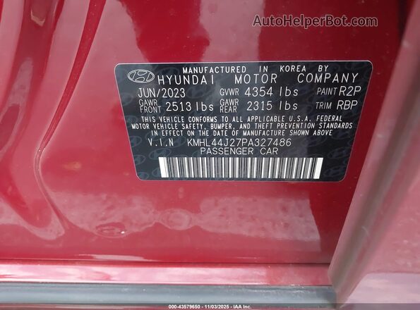KMHL44J27PA327486 2023 HYUNDAI SONATA Red Engine compartment view