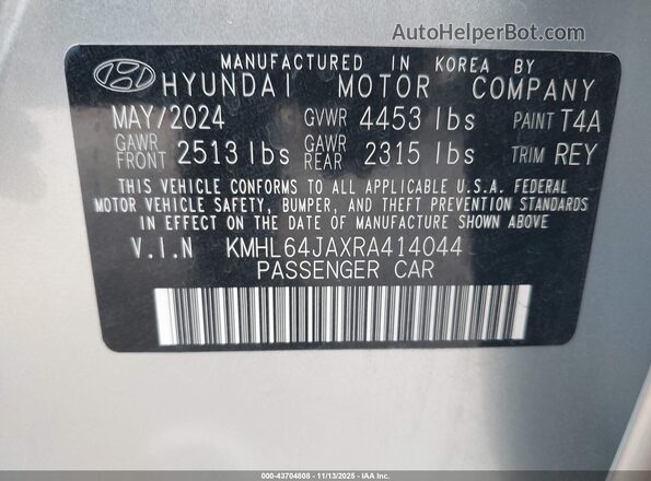 KMHL64JAXRA414044 2024 HYUNDAI SONATA Silver Vista del compartimento del motor